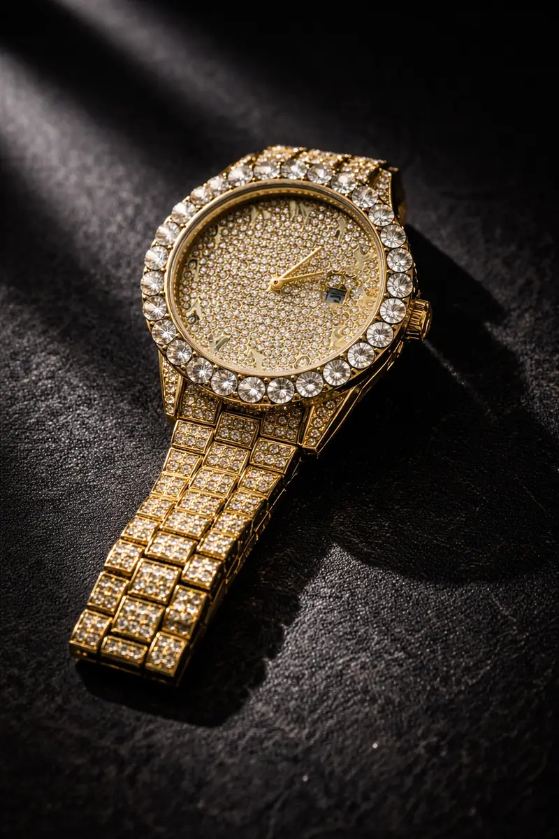 Khrist Golden Analog Stone Studded Watches for Women - Image 6 in Pune
